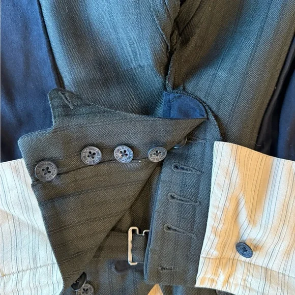 Ralph Lauren Double RL Black/Olive Broken Herringbone Straight Leg Trousers - Picture 9 of 10